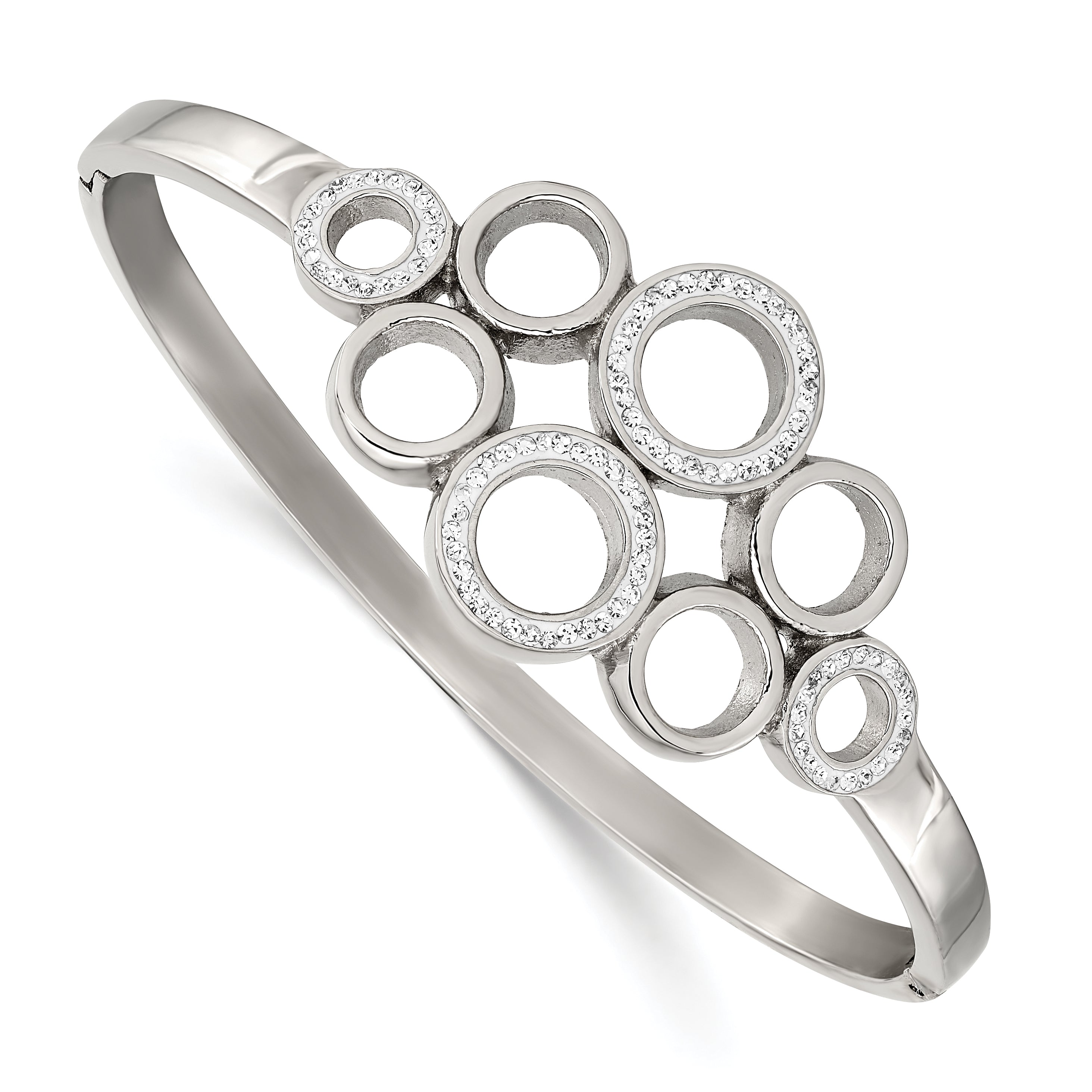 Chisel Stainless Steel Polished with Preciosa Crystal Hinged Bangle Main image