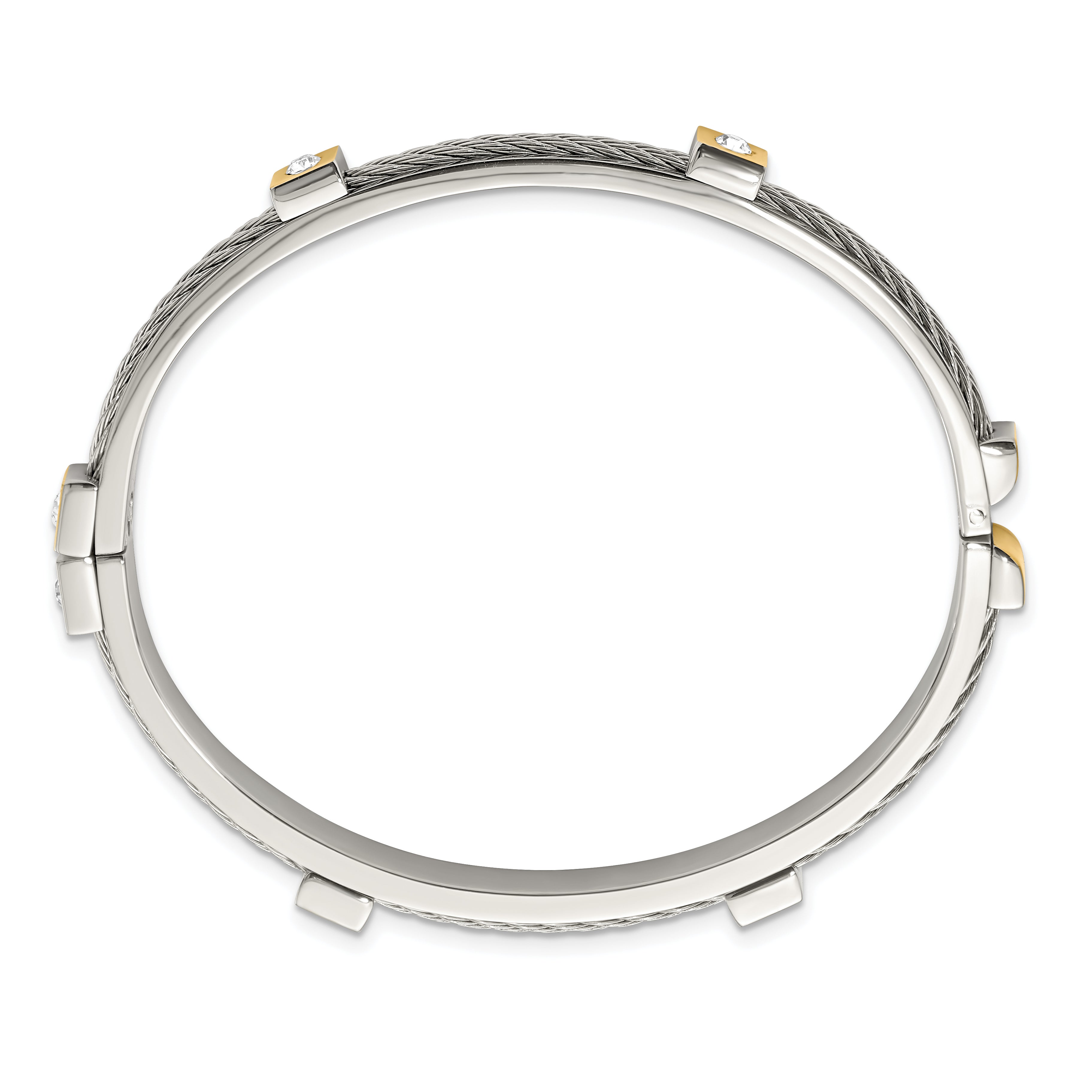 Chisel Stainless Steel Polished Yellow IP-plated with Preciosa Crystal Hinged Bangle Secondary image