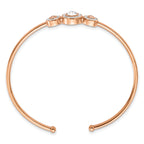 Chisel Stainless Steel Polished Rose IP-plated with Preciosa Crystal Flexible Cuff Bangle