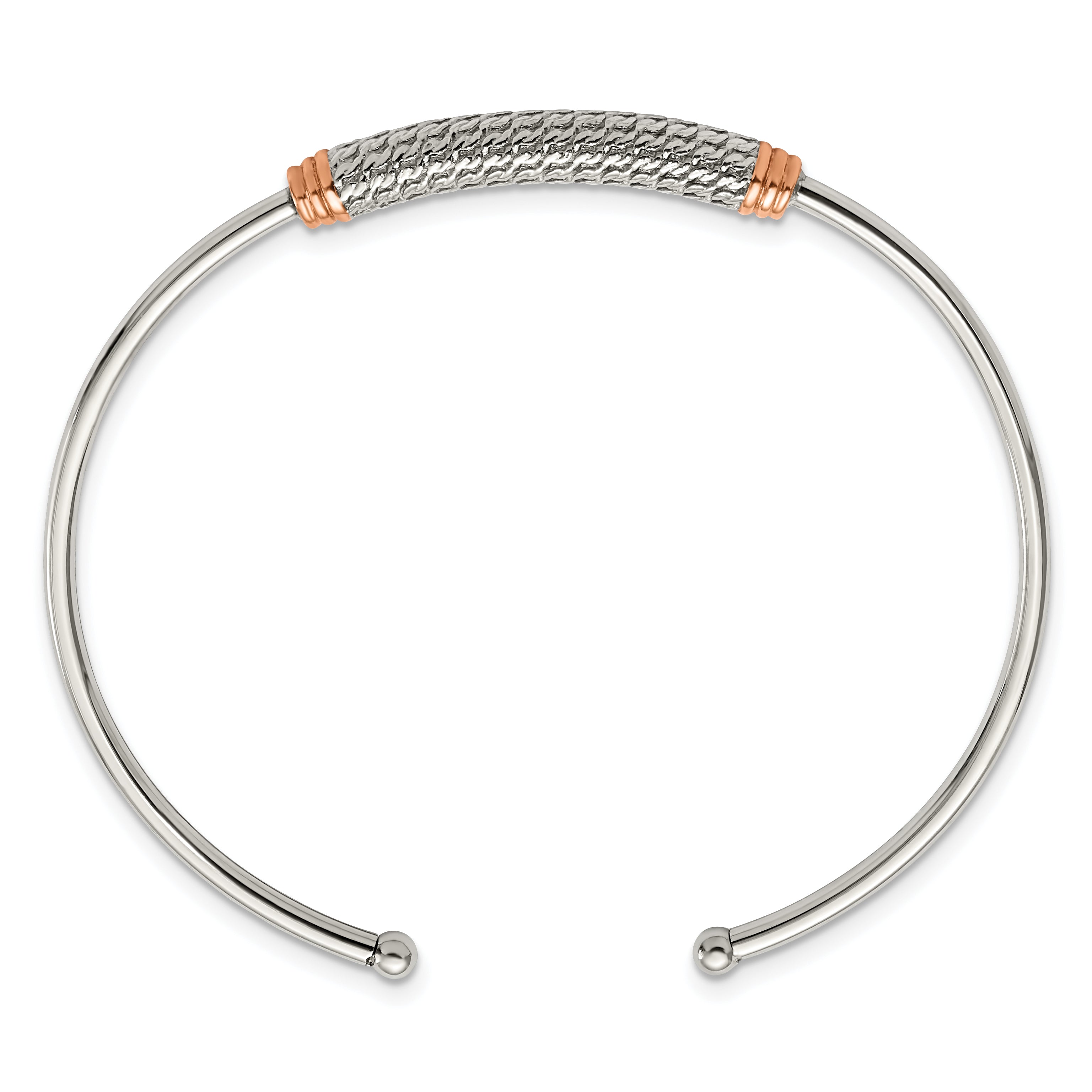 Stainless Steel Polished Rose IP-plated Flexible Cuff Bangle Secondary image