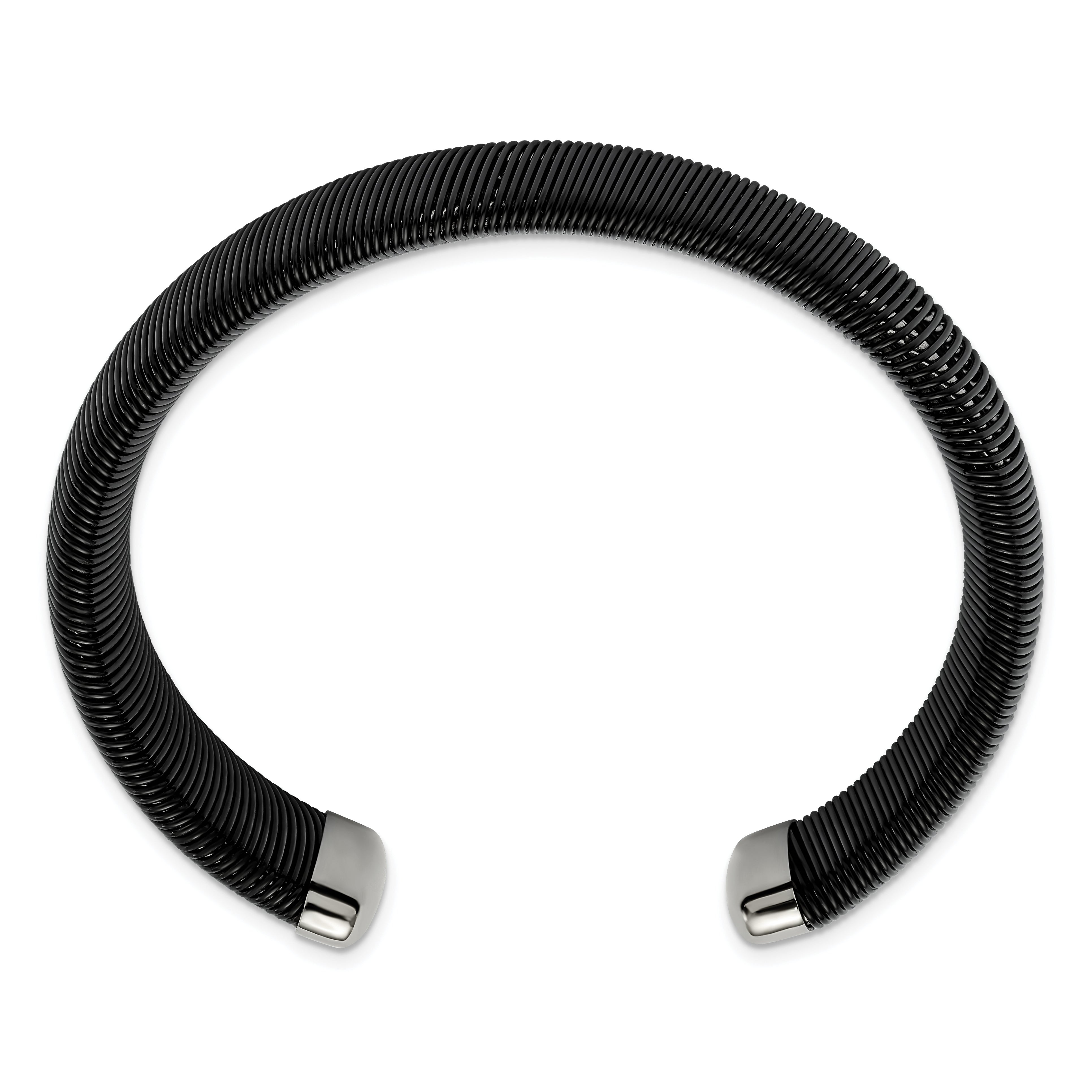 Chisel Stainless Steel Polished Black IP-plated Wire 18mm Cuff Bangle Secondary image