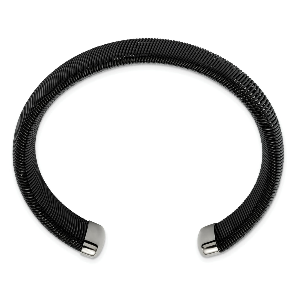 Chisel Stainless Steel Polished Black IP-plated Wire 18mm Cuff Bangle