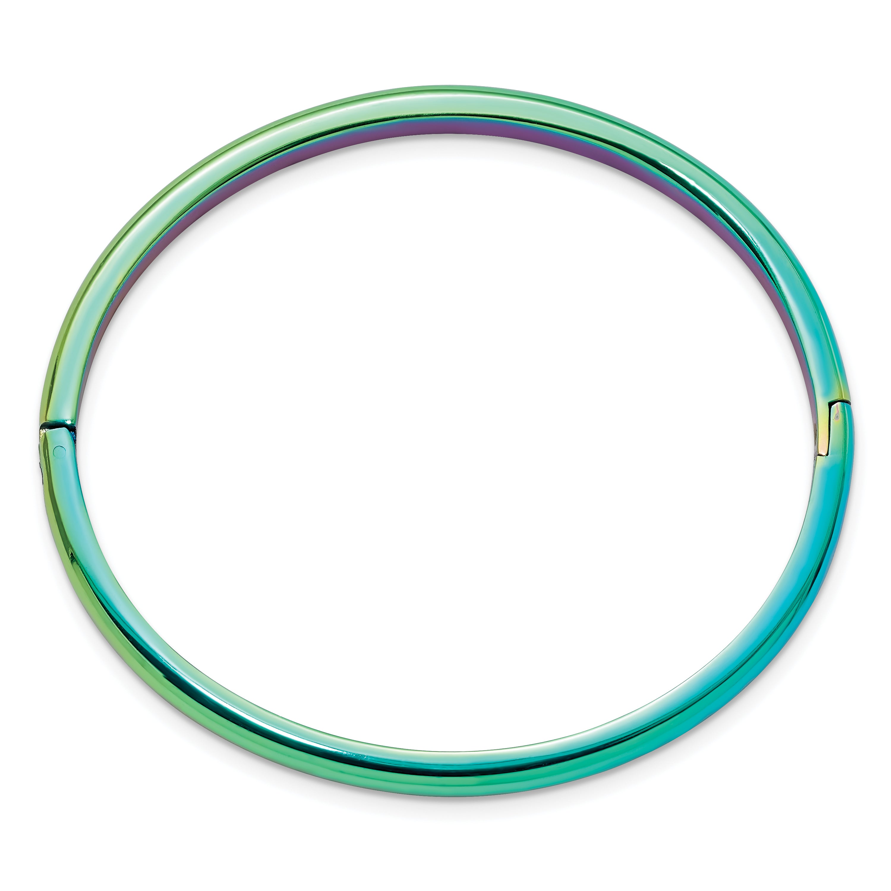 Chisel Stainless Steel Polished Rainbow IP-plated 4mm Hinged Bangle Secondary image