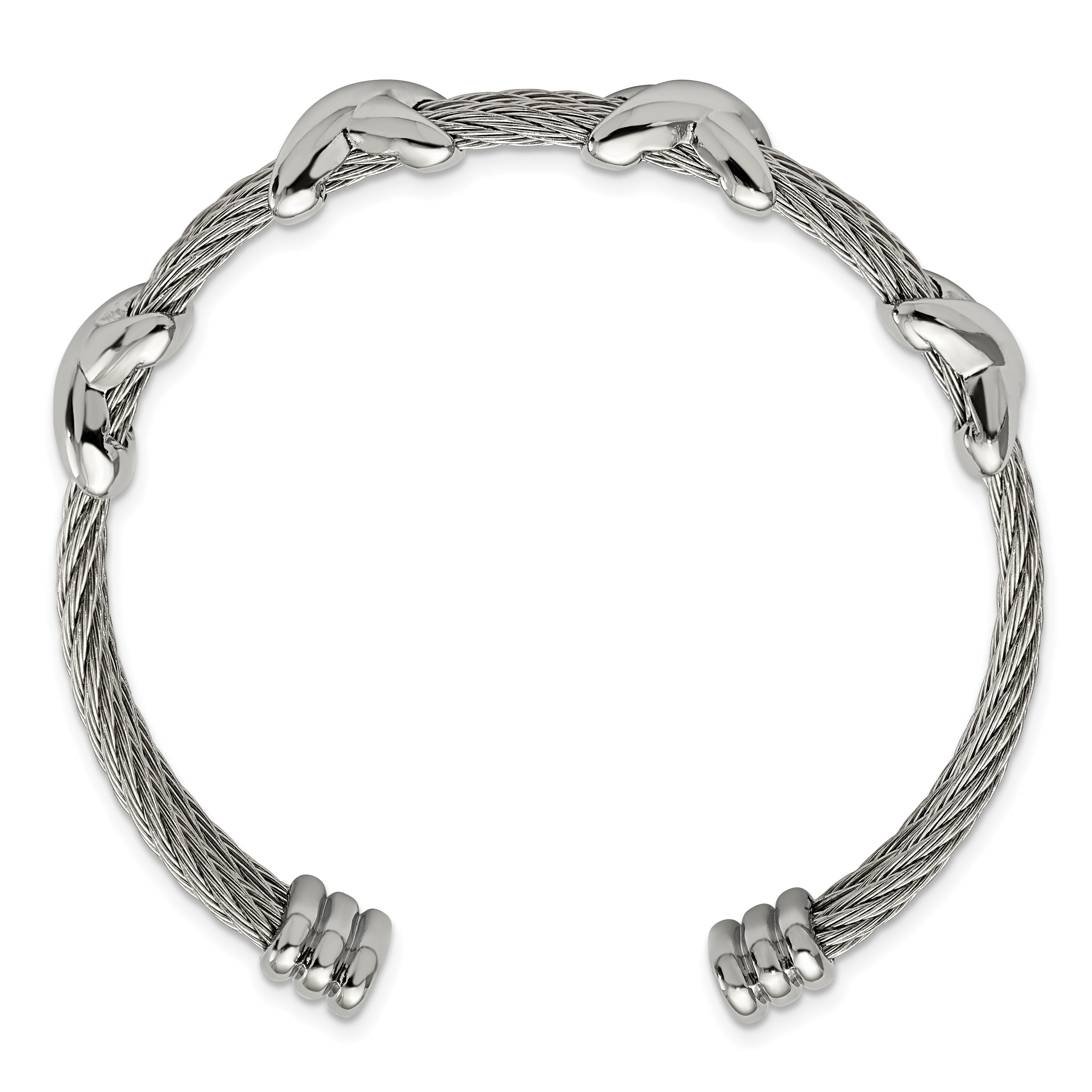 Chisel Stainless Steel Polished Cable X Design Cuff Bangle Secondary image