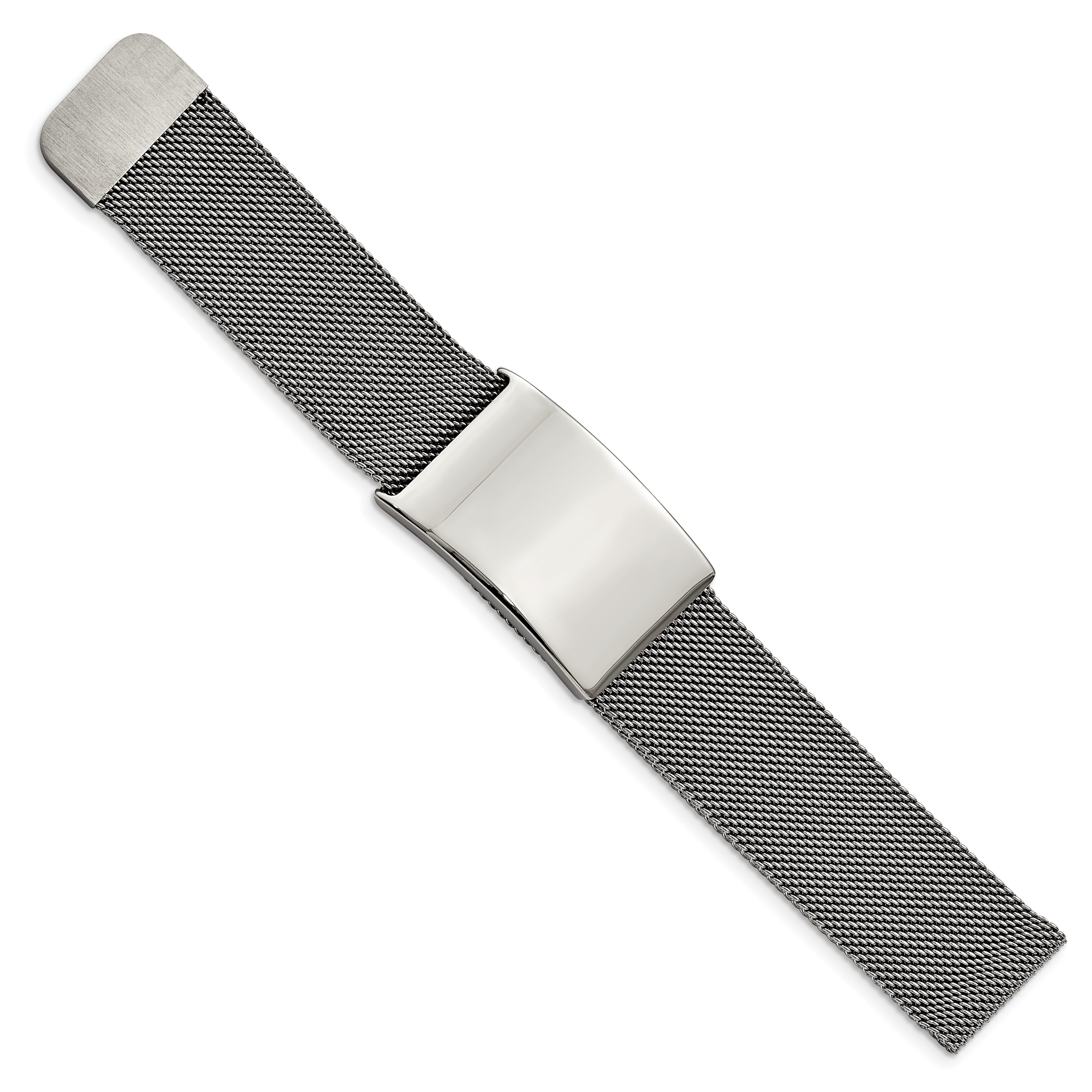 Chisel Stainless Steel Polished Mesh Adjustable ID Bracelet