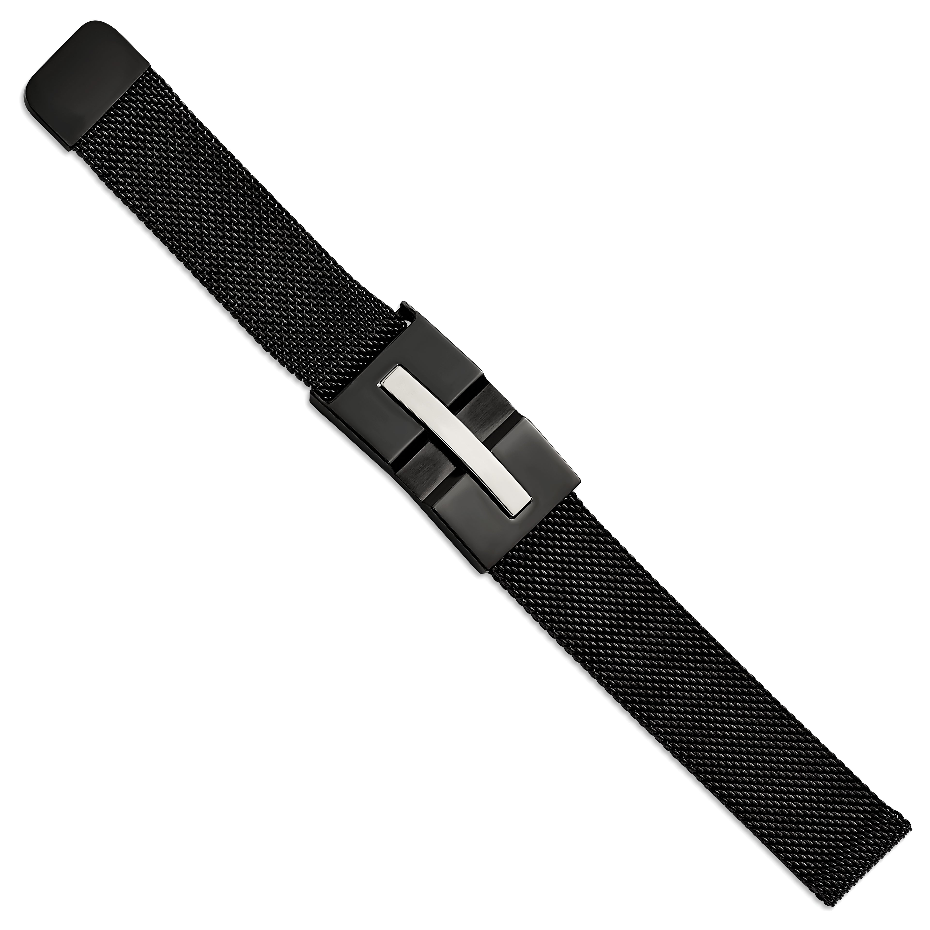 Black Mesh Magnetic Bracelet in Stainless Steel