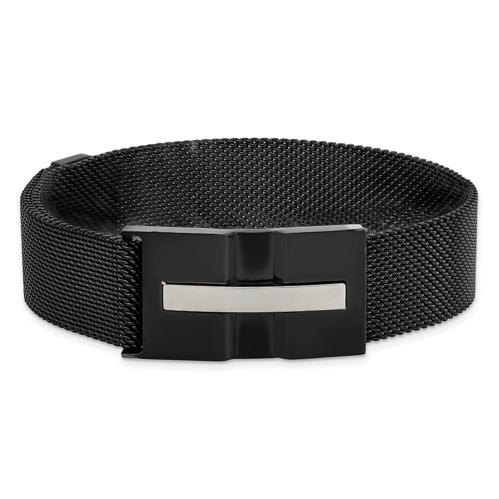 Black Mesh Magnetic Bracelet in Stainless Steel