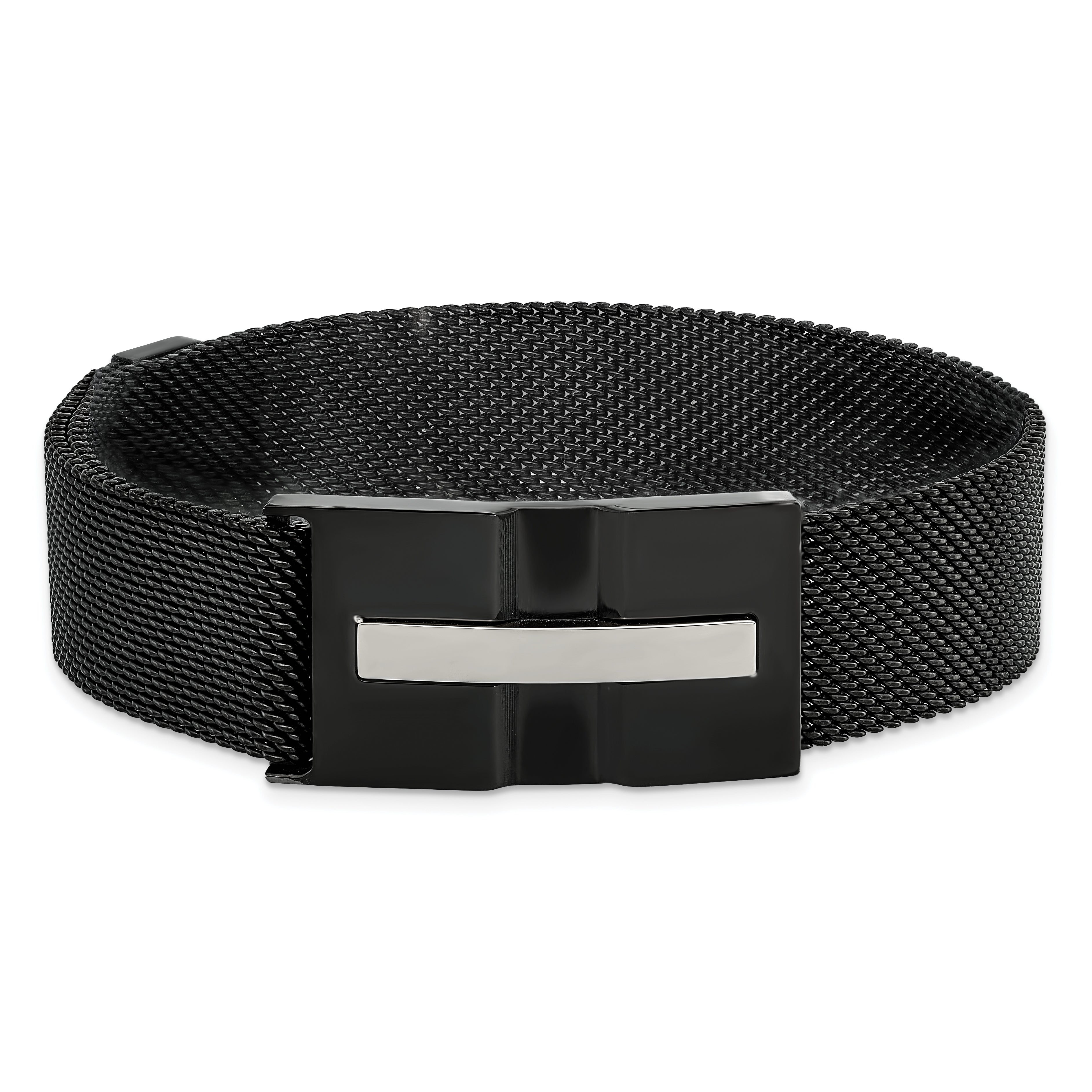 Black Mesh Magnetic Bracelet in Stainless Steel