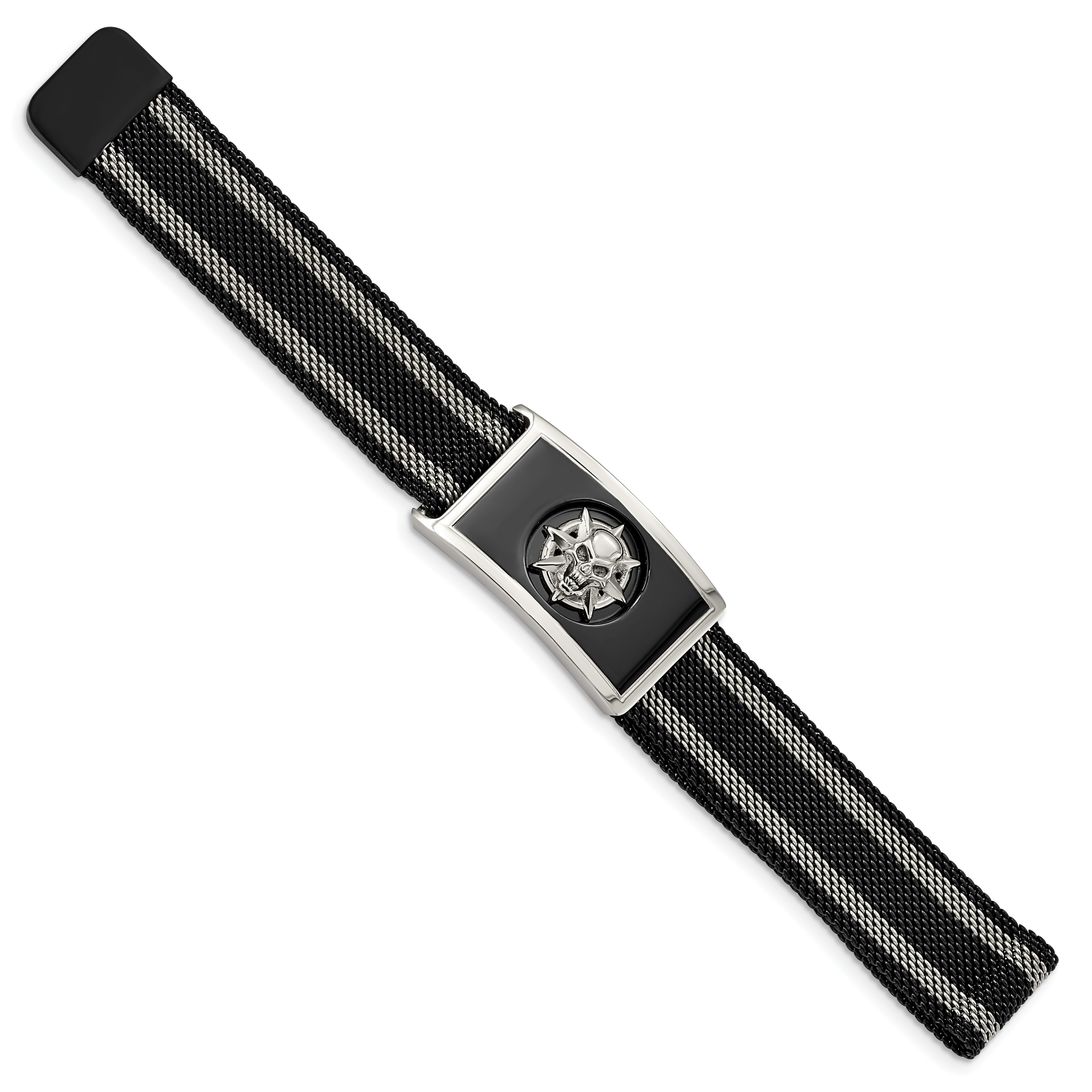 Skull Mesh Bracelet in Black IP-Plated Stainless Steel