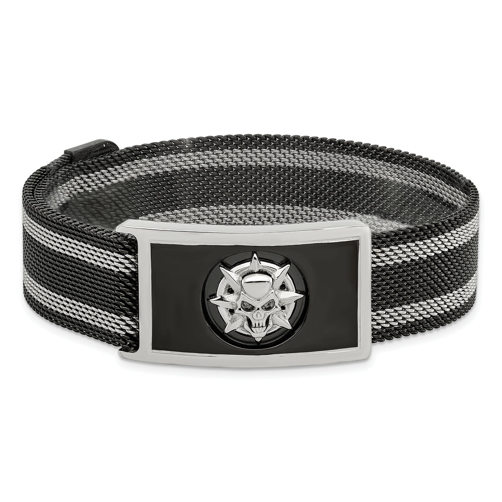 Skull Mesh Bracelet in Black IP-Plated Stainless Steel