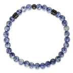 Chisel Stainless Steel Polished Gun Metal IP-plated 6-6.5mm Lapis Beaded Stretch Bracelet