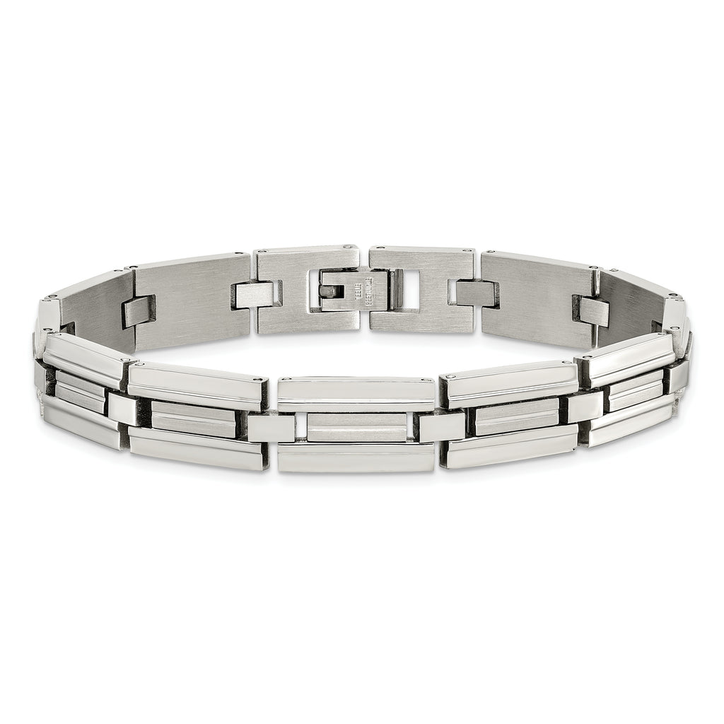 Brushed & Polished Link Bracelet in Stainless Steel