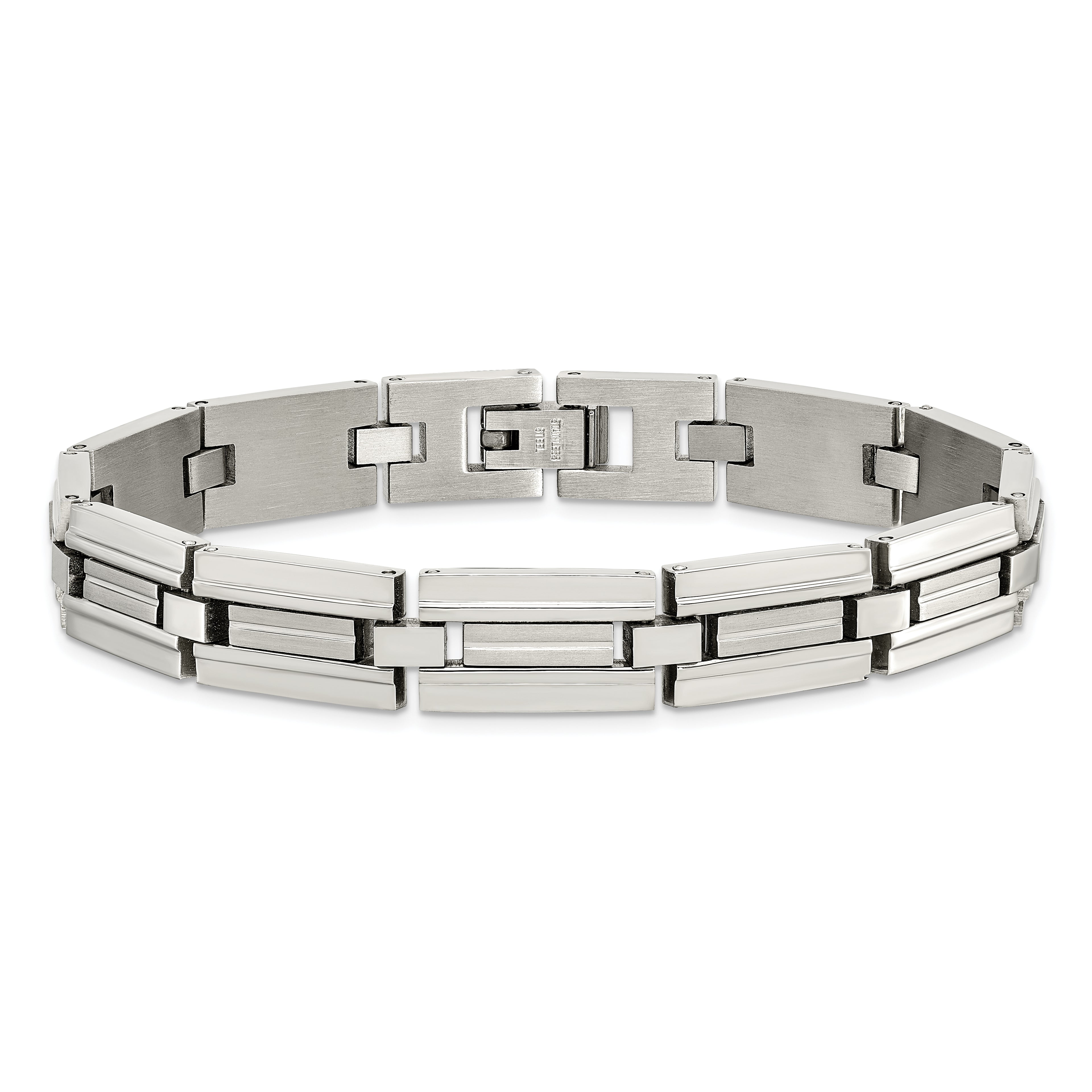 Brushed & Polished Link Bracelet in Stainless Steel