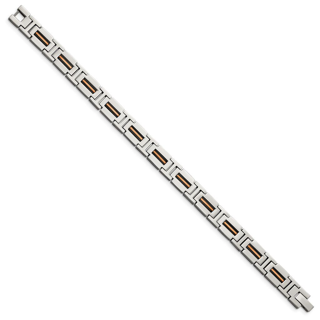 Black & Rose IP-Plated Link Bracelet in Stainless Steel