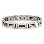Black & Rose IP-Plated Link Bracelet in Stainless Steel