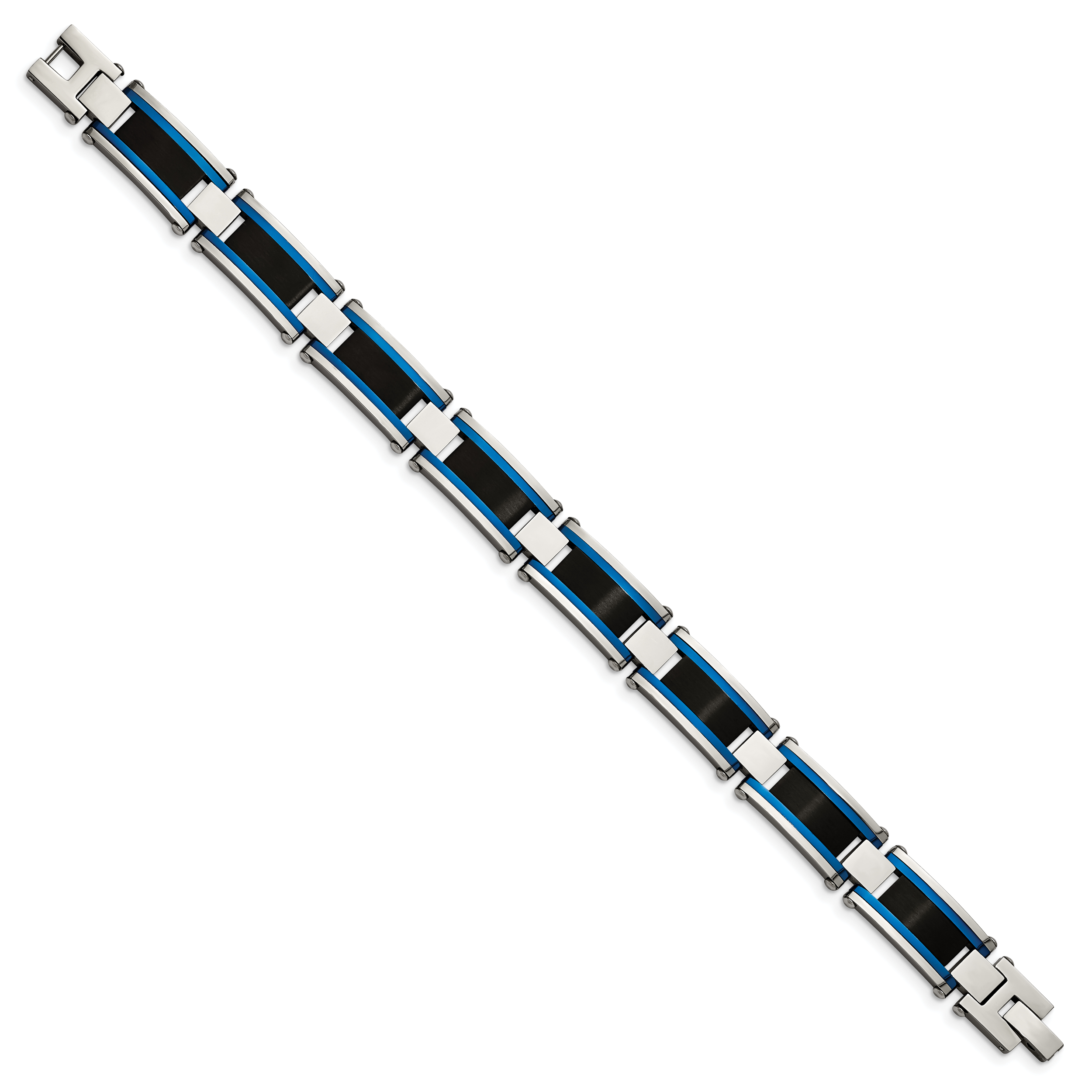 Black & Blue IP-Plated Link Bracelet in Stainless Steel Secondary image