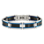Black & Blue IP-Plated Link Bracelet in Stainless Steel