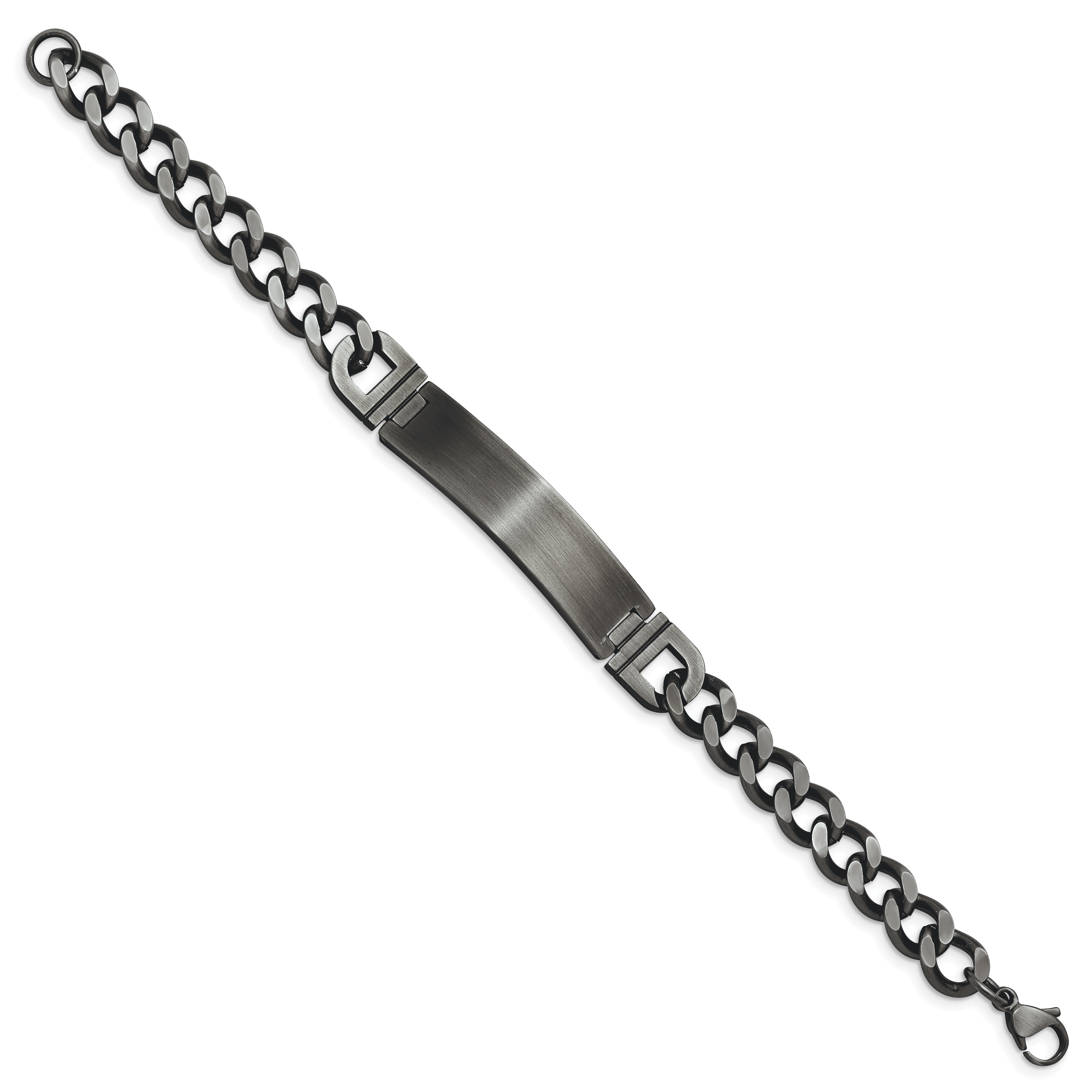 Brushed Curb Chain ID Bracelet in Stainless Steel, 10mm