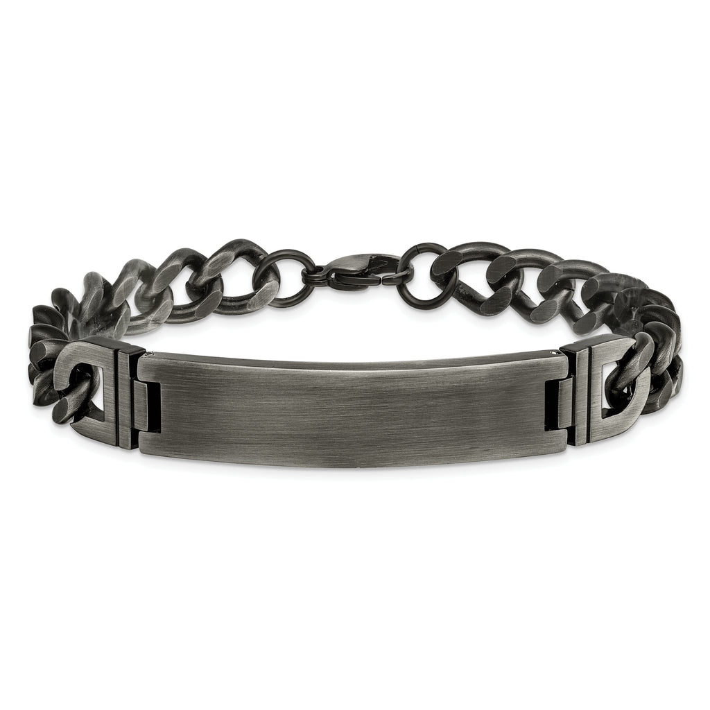 Brushed Curb Chain ID Bracelet in Stainless Steel, 10mm
