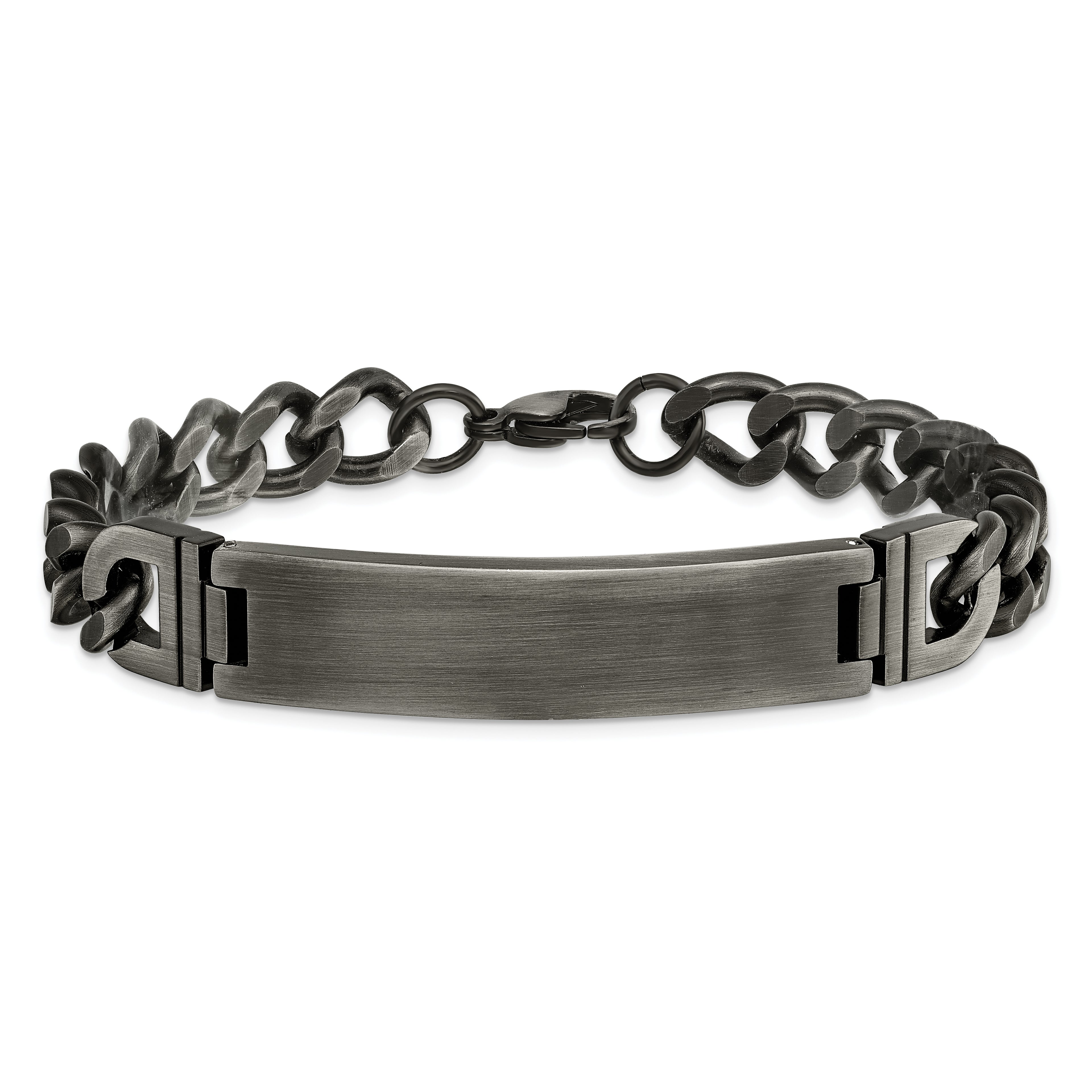 Brushed Curb Chain ID Bracelet in Stainless Steel, 10mm