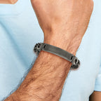 Brushed Curb Chain ID Bracelet in Stainless Steel, 10mm