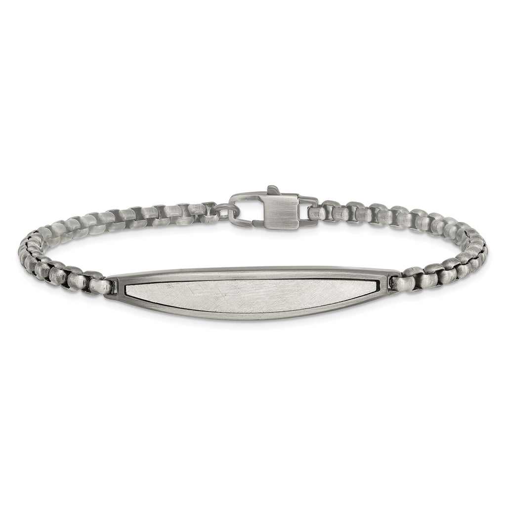 Antiqued ID Bracelet in Stainless Steel with White Bronze Plating