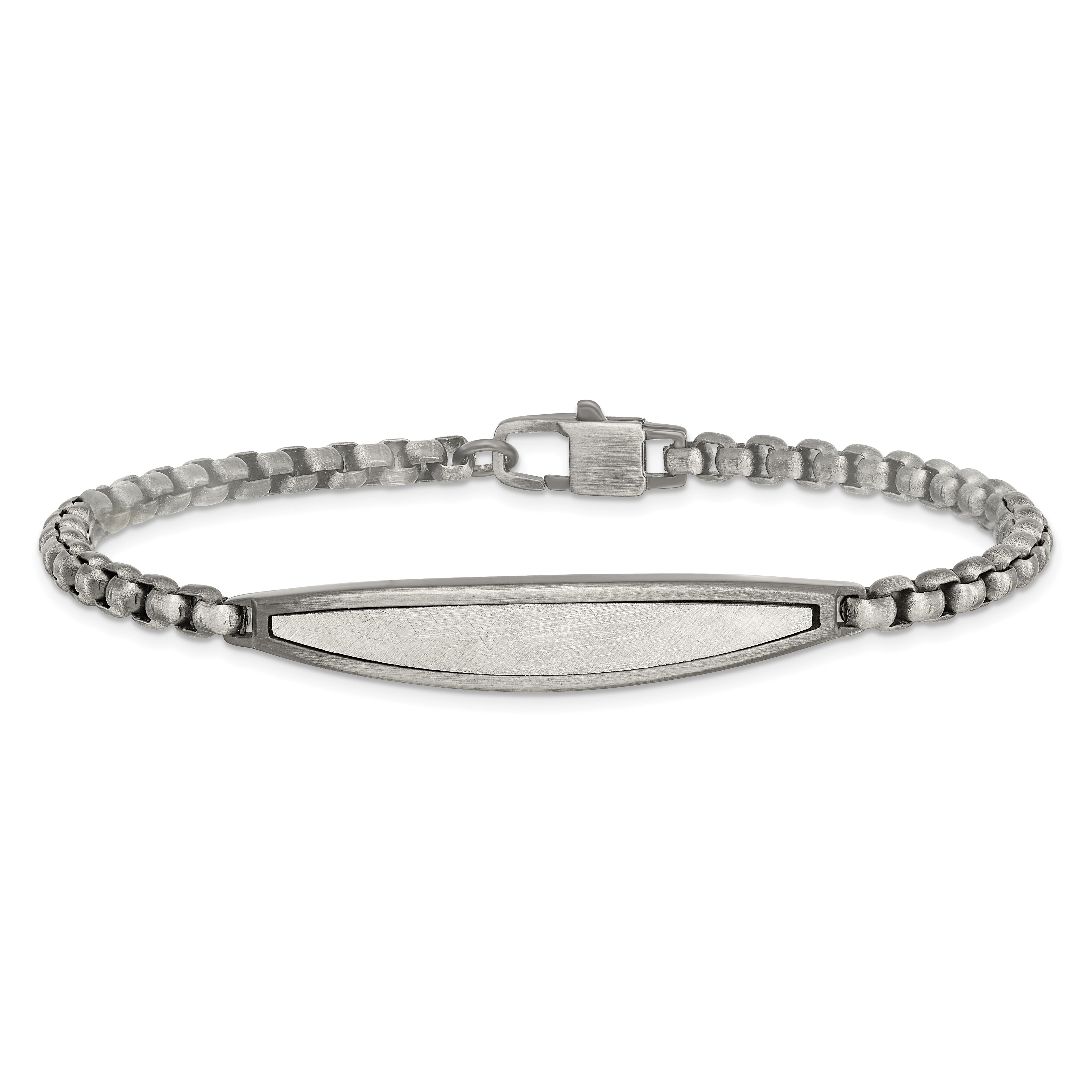 Antiqued ID Bracelet in Stainless Steel with White Bronze Plating