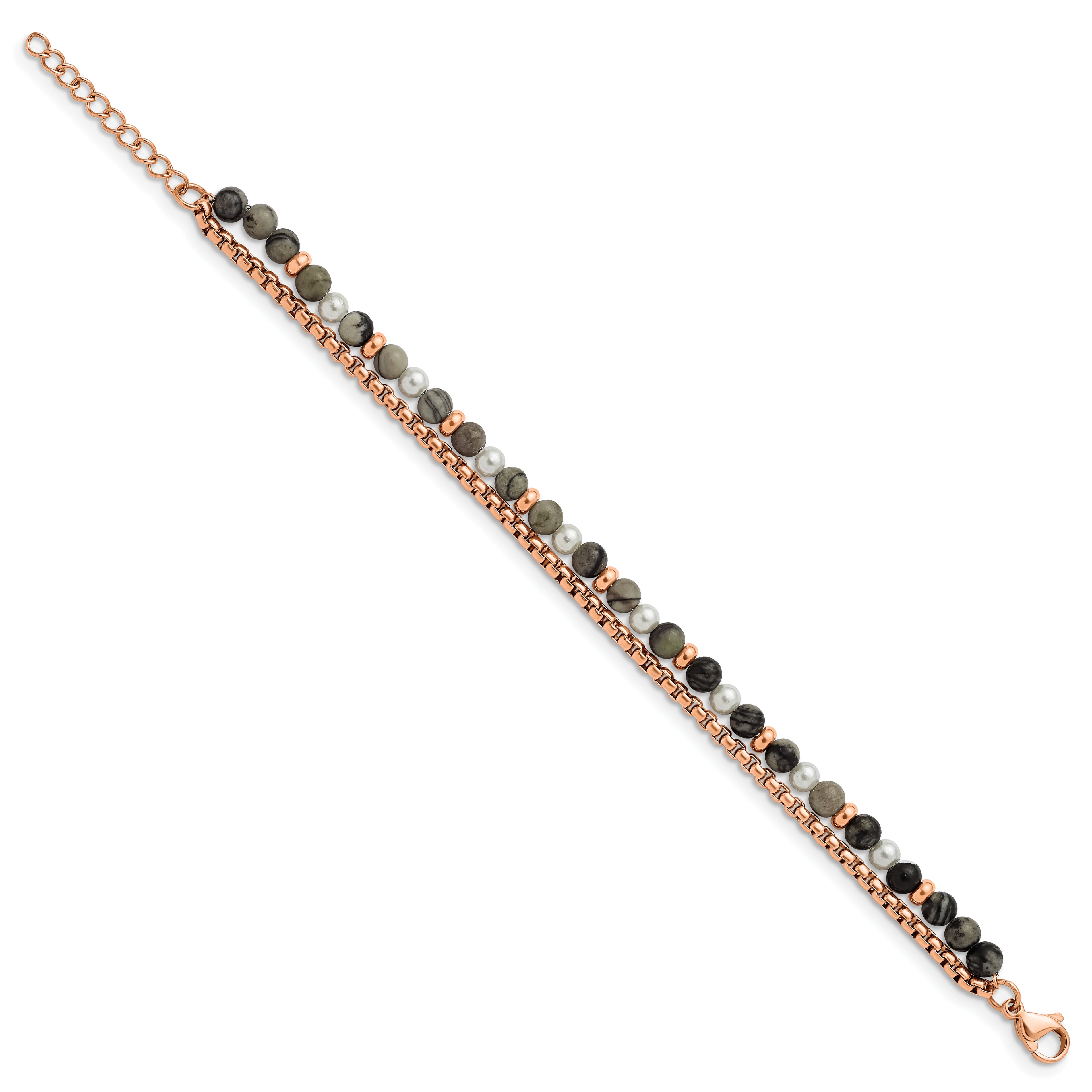 Picasso Jasper Beaded Bracelet in Rose-Tone Stainless Steel