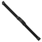 Black IP Leather ID Bracelet in Stainless Steel