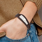 Shell Pearl Multi-Strand Leather Bracelet in Stainless Steel