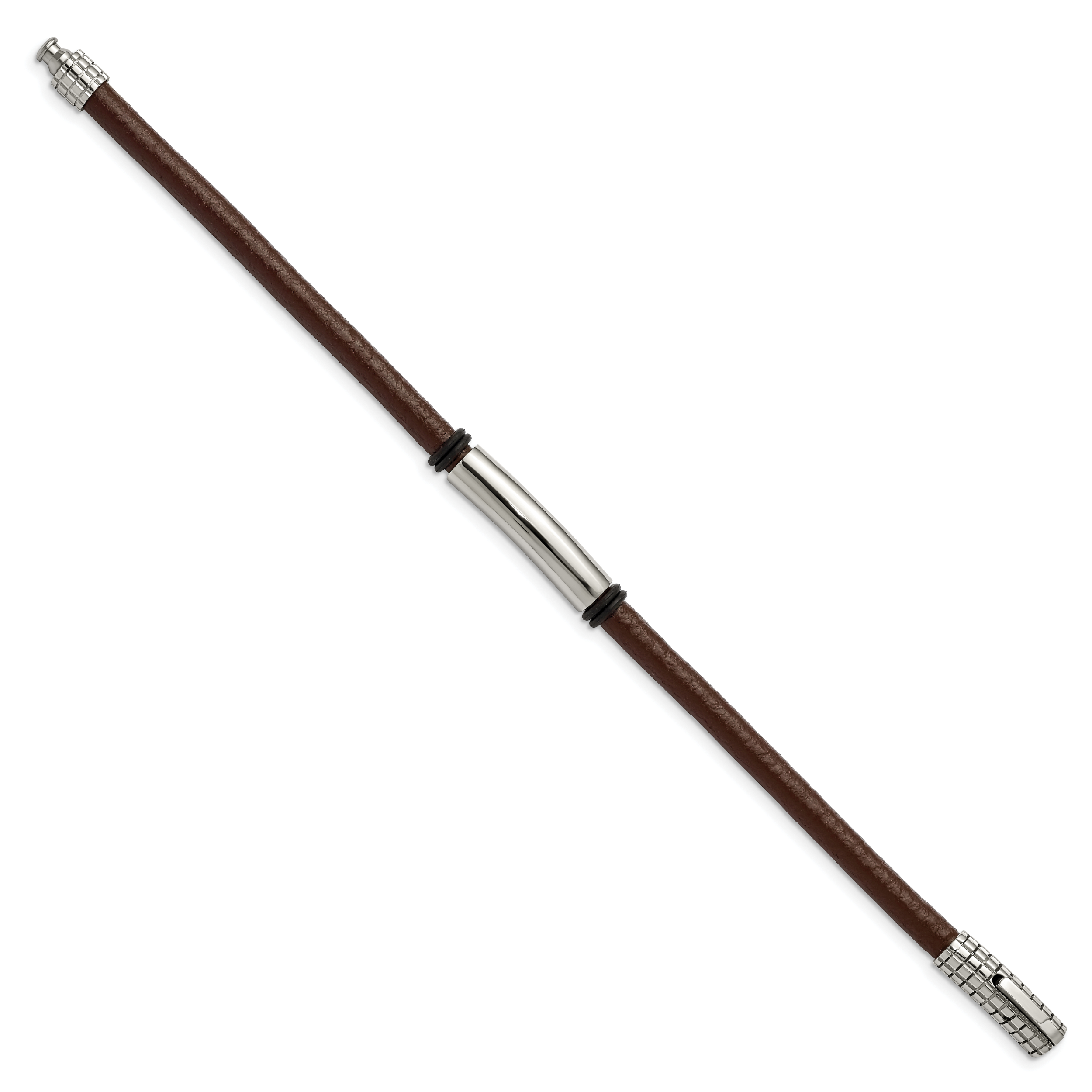 Black & Brown Rubber Bracelet in Stainless Steel Secondary image