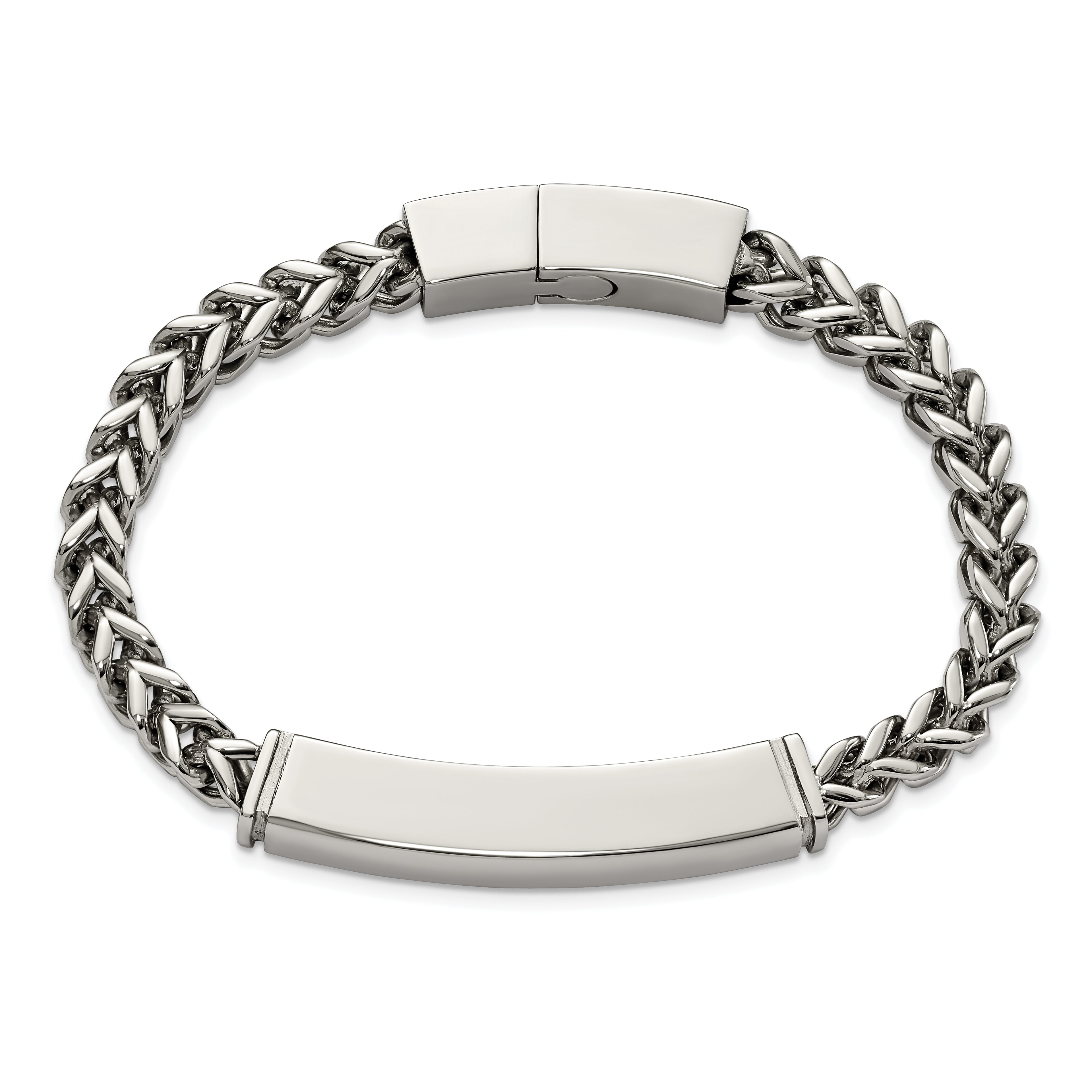 Heavy Wheat ID Bracelet in Stainless Steel, 6mm