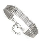 Mesh Multi-Strand Bracelet in Stainless Steel with CZ