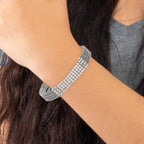 Mesh Multi-Strand Bracelet in Stainless Steel with CZ