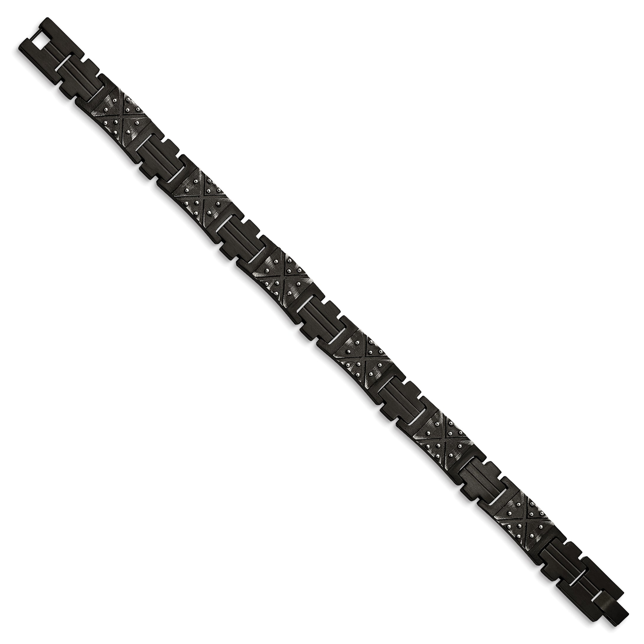Chisel Stainless Steel Antiqued and Brushed Black IP-plated 9.25 inch Link Bracelet