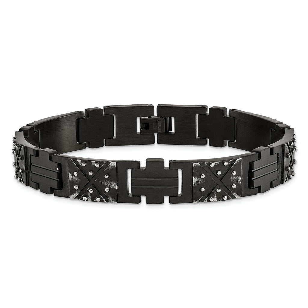 Antiqued Black IP Link Bracelet in Stainless Steel