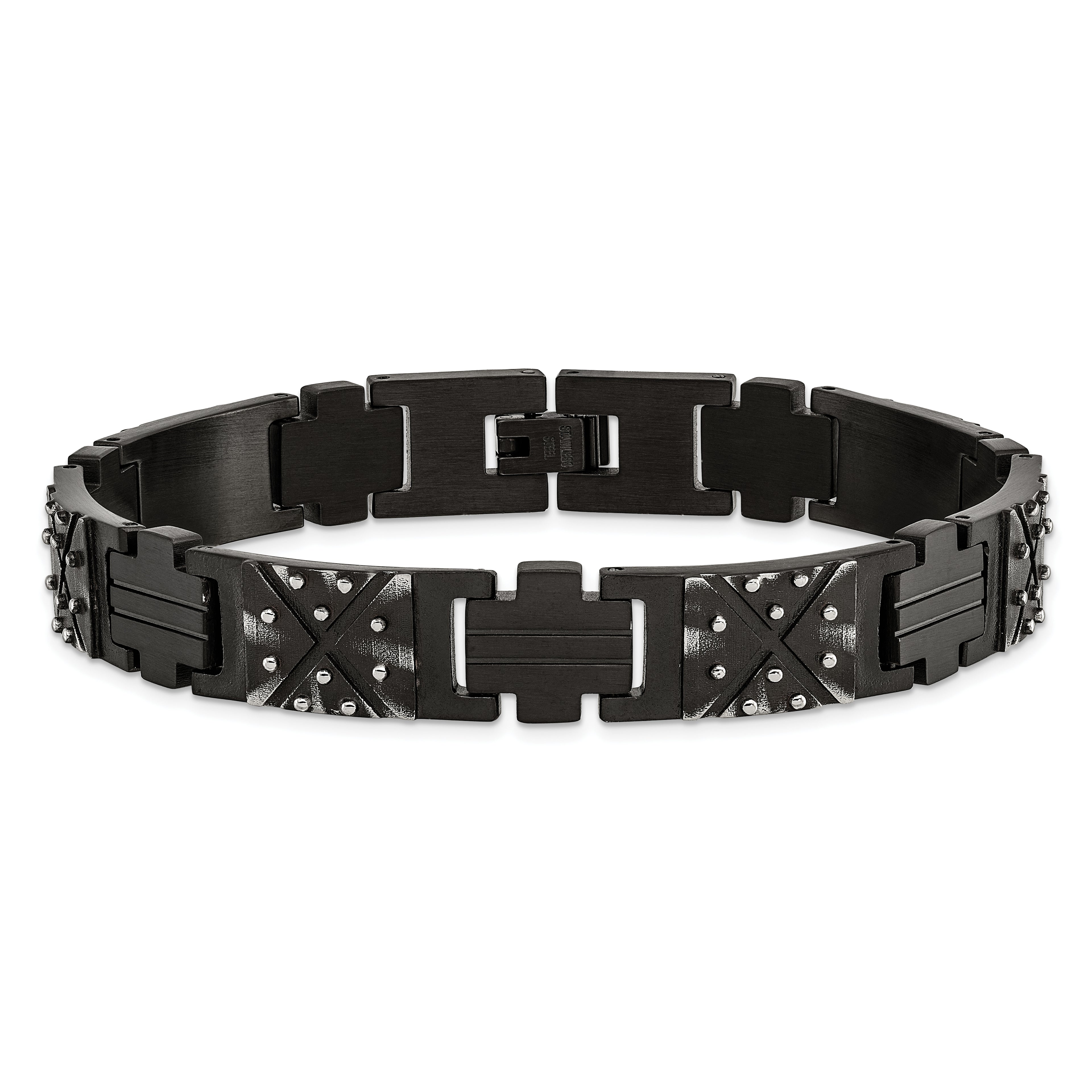 Antiqued Black IP Link Bracelet in Stainless Steel