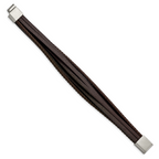Chisel Stainless Steel Brushed Multi Strand Brown Leather 8 inch Bracelet