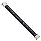 Black & Blue Leather Bracelet in Stainless Steel