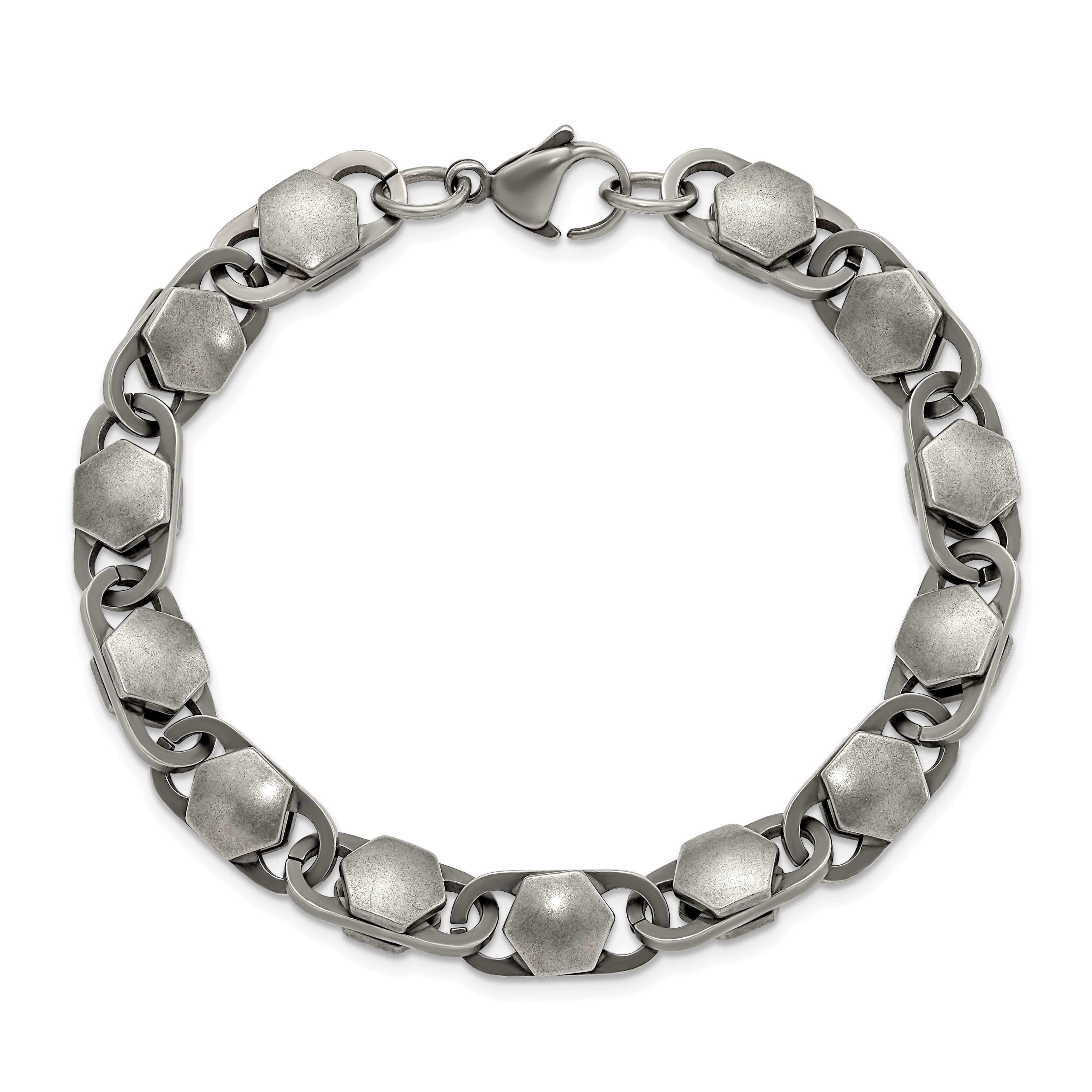 Chisel Stainless Steel Antiqued and Brushed 8.50mm 8.25 inch Bracelet