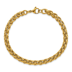 Chisel Stainless Steel Polished Yellow IP-plated 6mm 8.5in Spiga Chain Bracelet