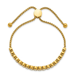 Chisel Stainless Steel Polished Yellow IP-plated with Round CZ Adjustable Bracelet