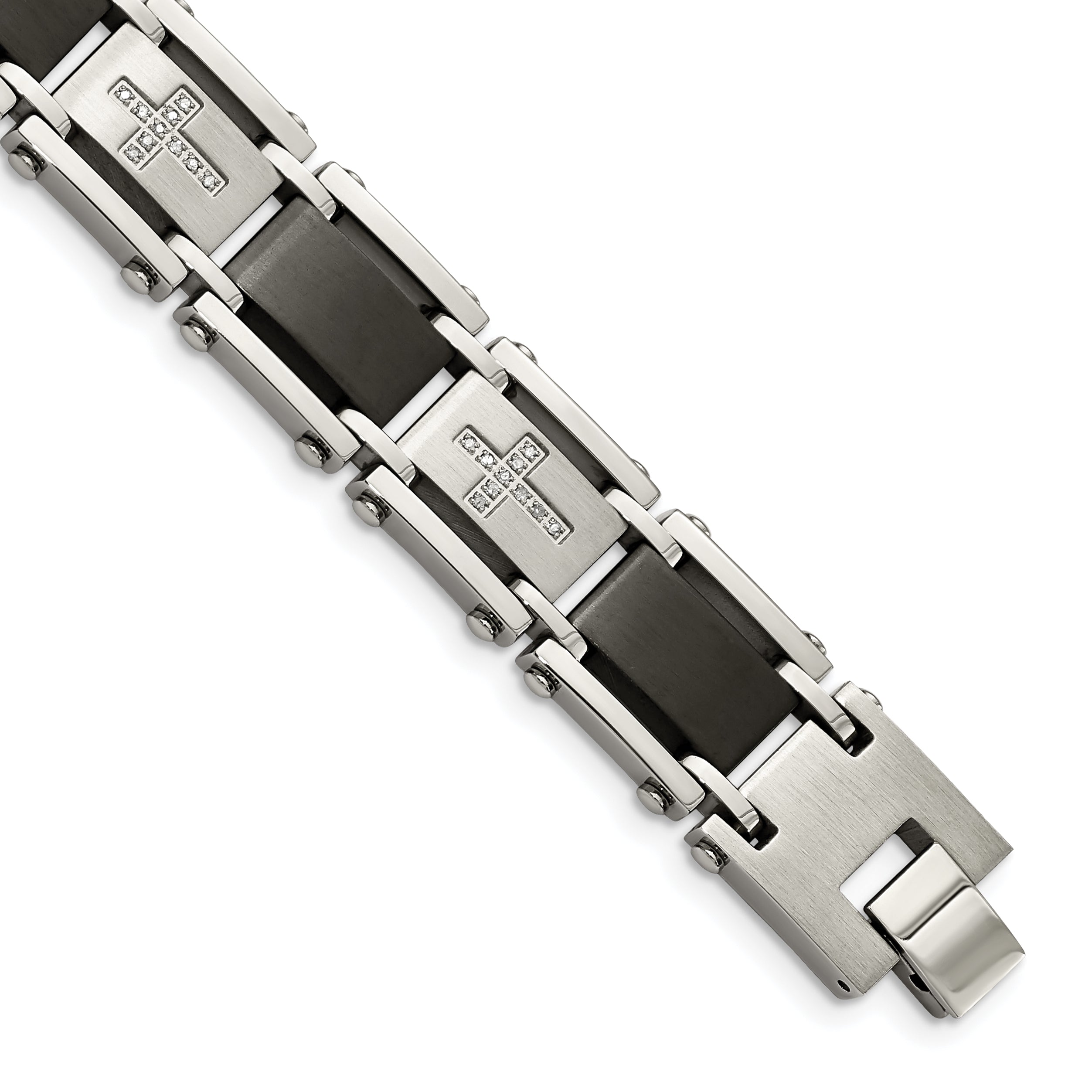 Chisel Stainless Steel Brushed and Polished Black IP-plated with 1/4 carat Diamond 8.75 inch Bracelet Main image