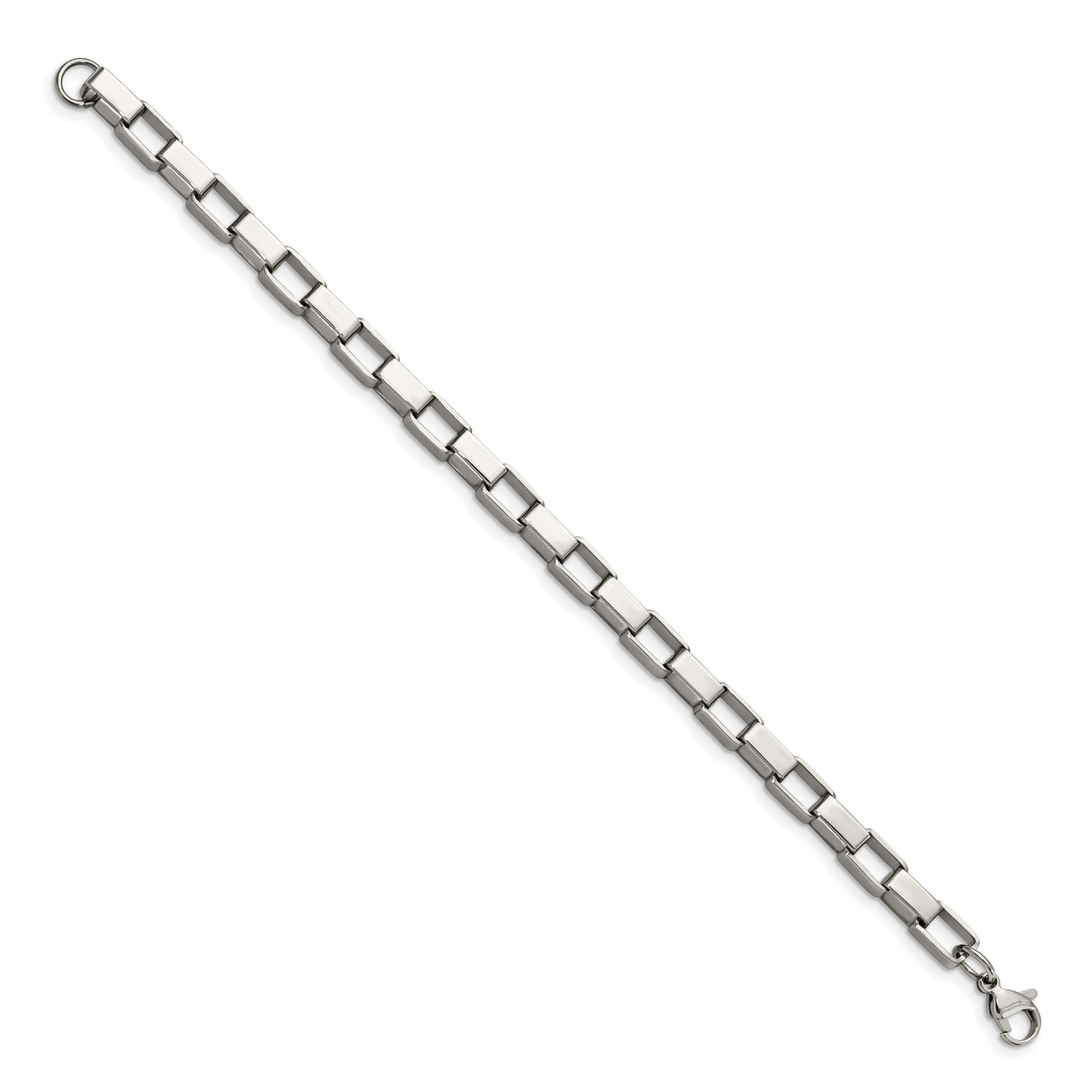 Polished Square Link Bracelet in Stainless Steel