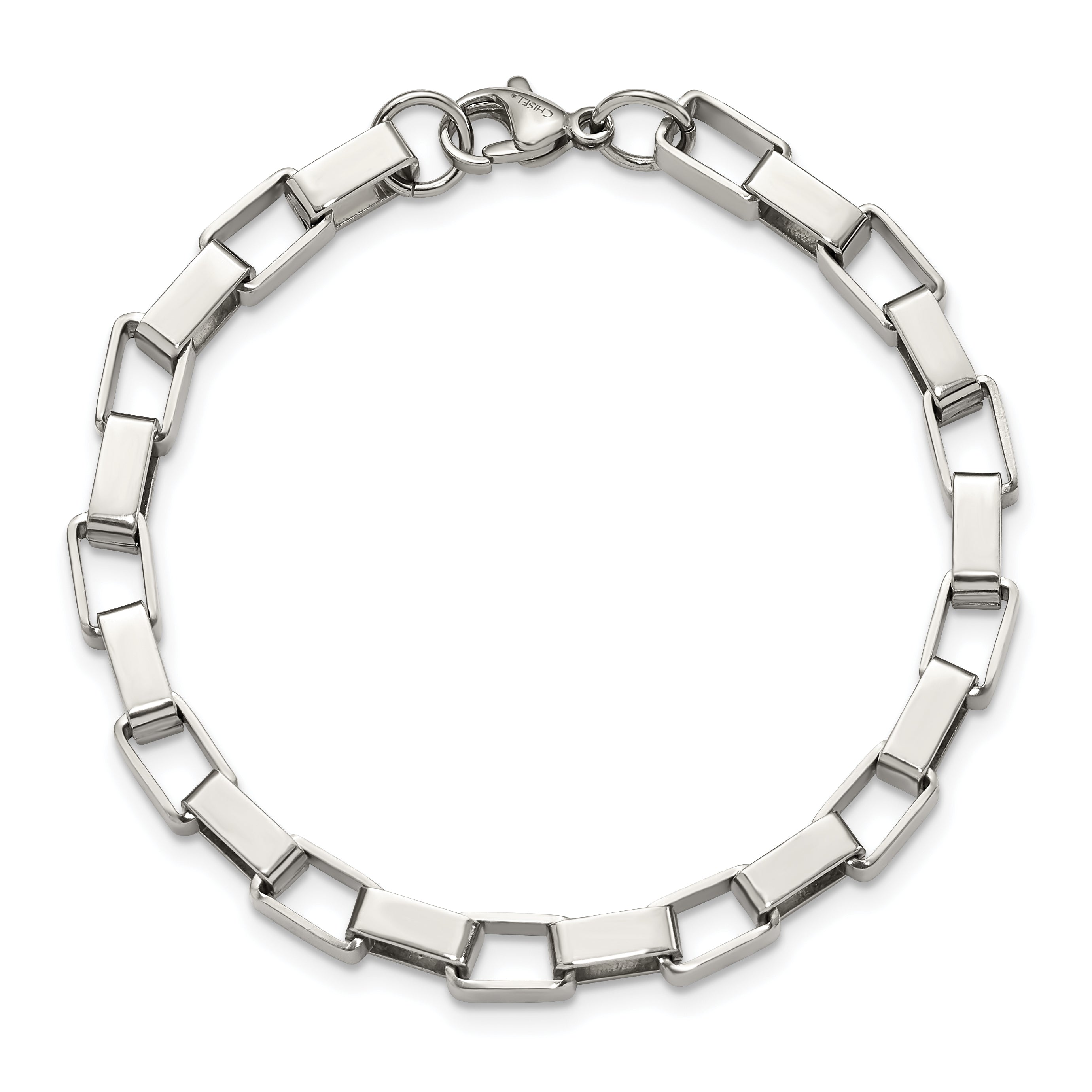 Polished Square Link Bracelet in Stainless Steel