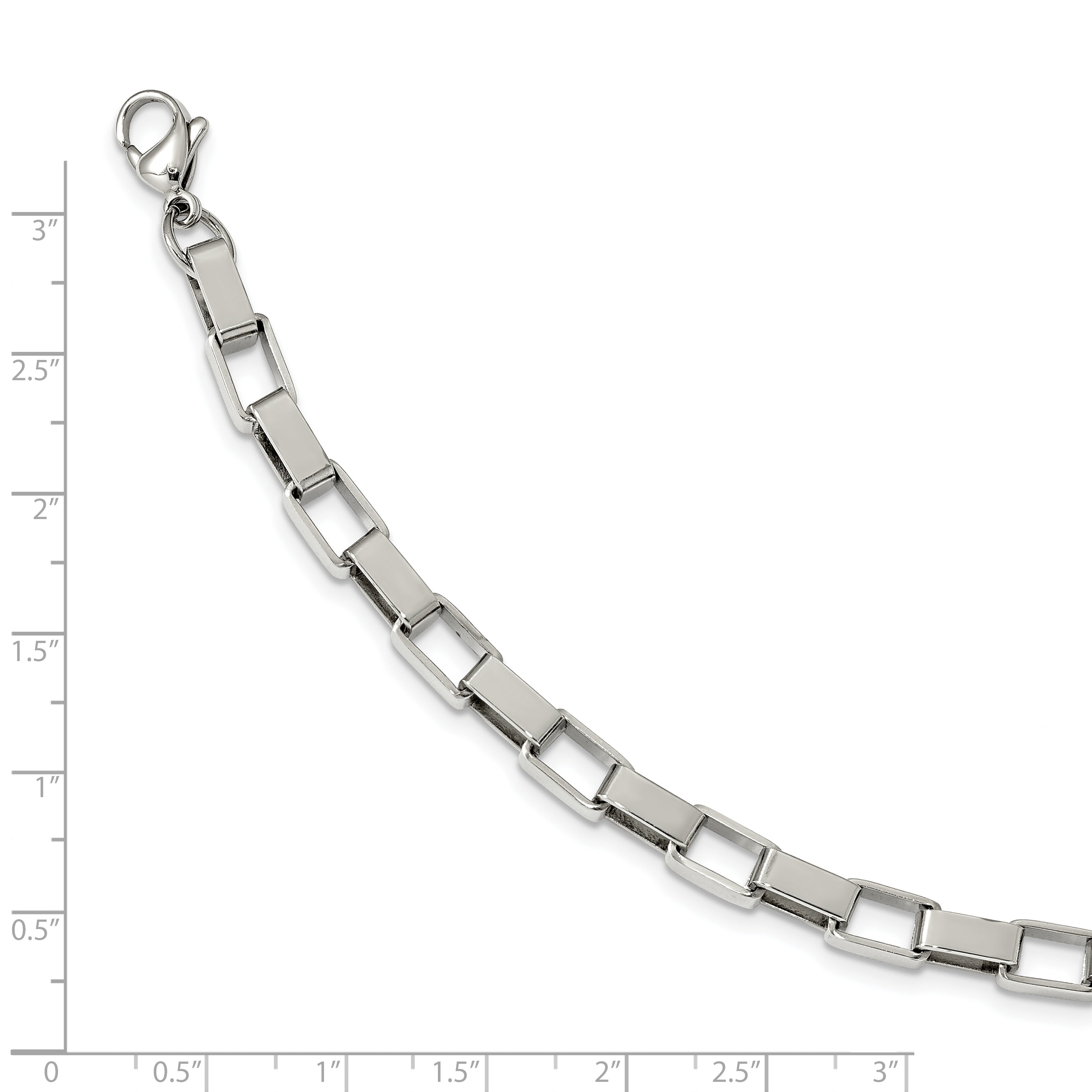 Polished Square Link Bracelet in Stainless Steel