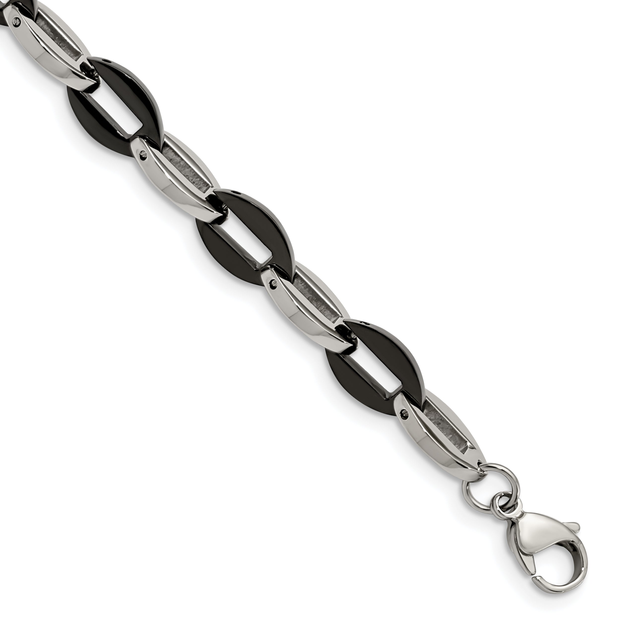 Chisel Stainless Steel Polished Black IP-plated 7.5 inch Oval Link Bracelet Main image