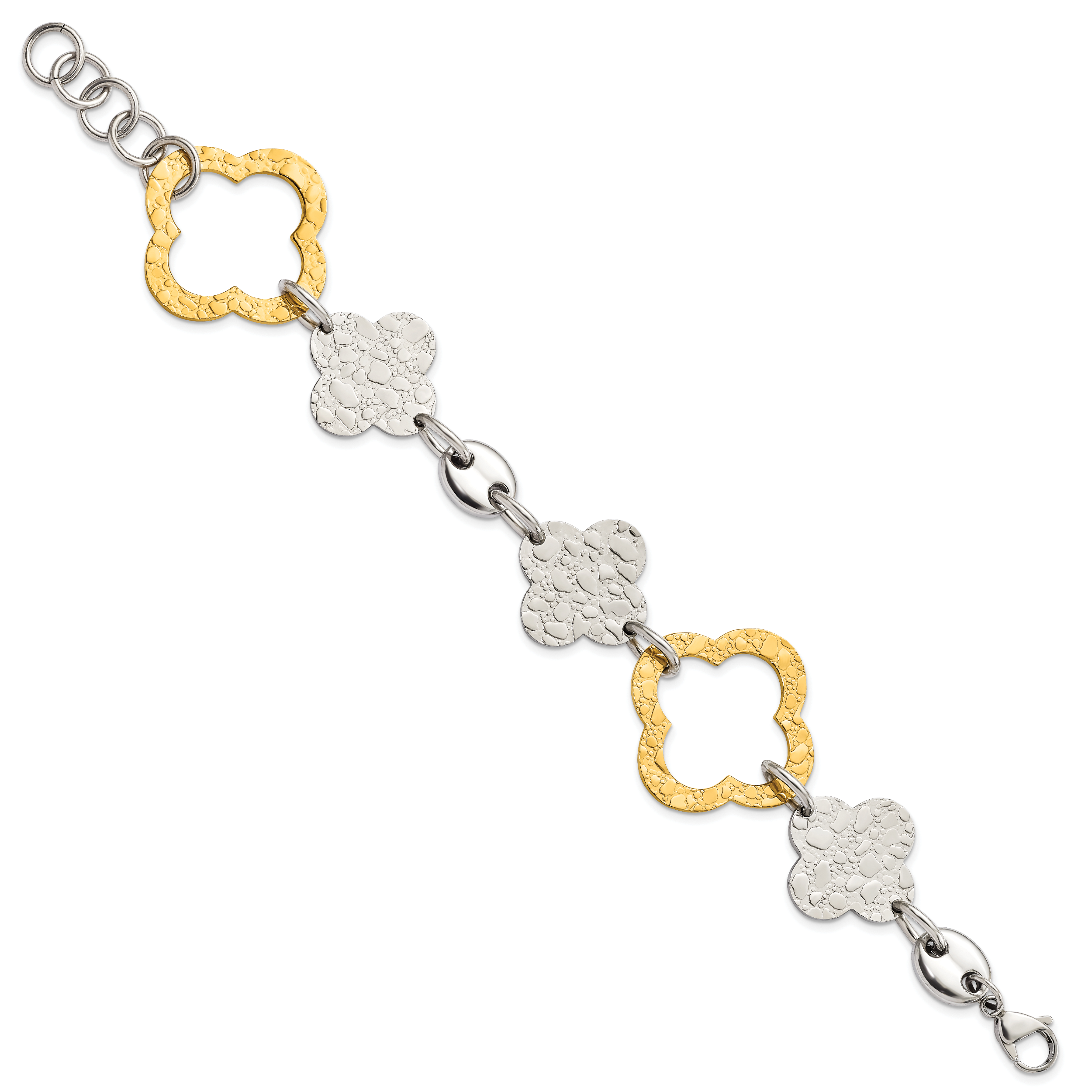Stainless Steel Yellow IP-plated Polished & Textured Fancy Link Bracelet Secondary image