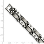 Chisel Stainless Steel Brushed and Polished with Rhodium-plated 14k White Gold and 1/20 carat Diamond 8.5 inch Bracelet
