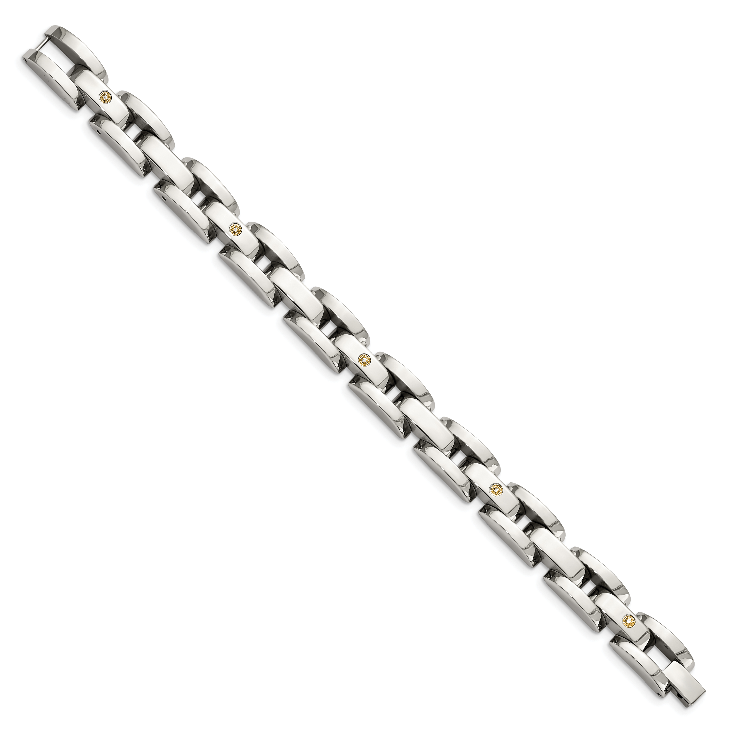 Diamond Accent Bracelet in Stainless Steel & 14K White Gold